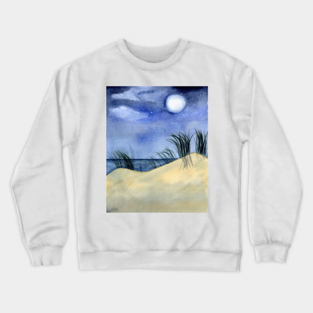 Dreamy Beach Landscape at Night Crewneck Sweatshirt by Sandraartist